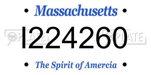 I224260 Massachusetts License Plate