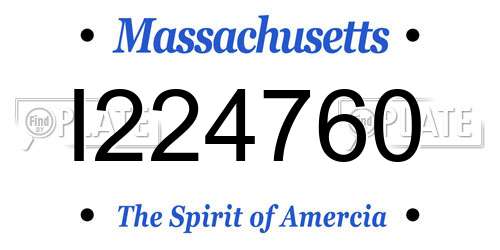 I224760 Massachusetts License Plate