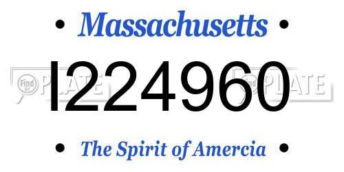 I224960 Massachusetts License Plate