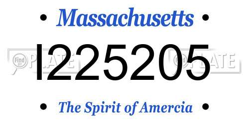 I225205 Massachusetts License Plate