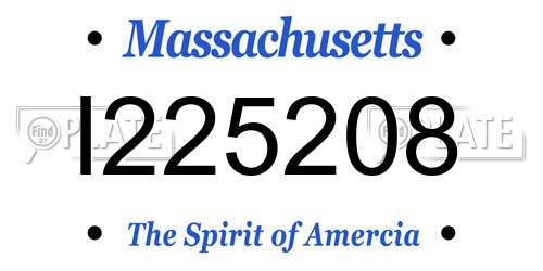 I225208 Massachusetts License Plate