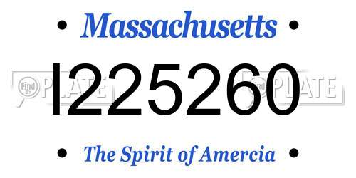 I225260 Massachusetts License Plate