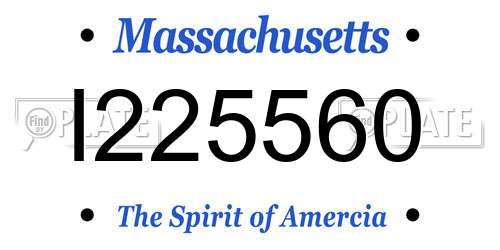 I225560 Massachusetts License Plate