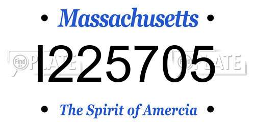 I225705 Massachusetts License Plate