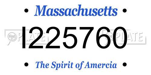 I225760 Massachusetts License Plate