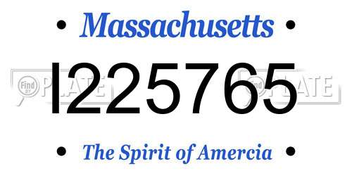 I225765 Massachusetts License Plate