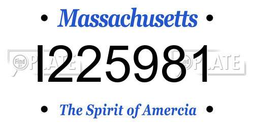 I225981 Massachusetts License Plate