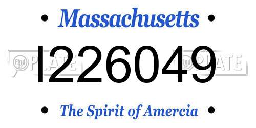 I226049 Massachusetts License Plate