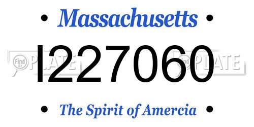 I227060 Massachusetts License Plate