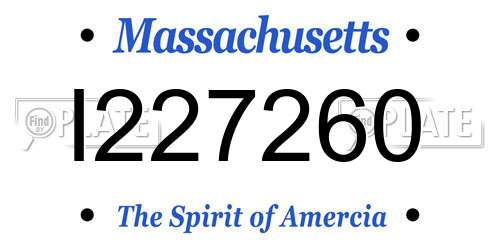 I227260 Massachusetts License Plate