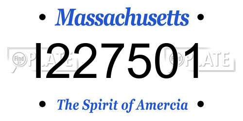 I227501 Massachusetts License Plate