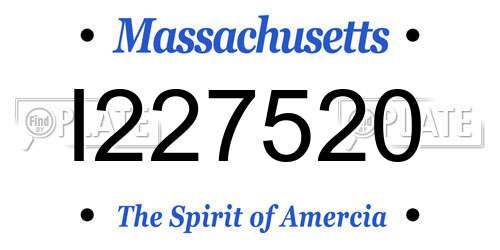 I227520 Massachusetts License Plate
