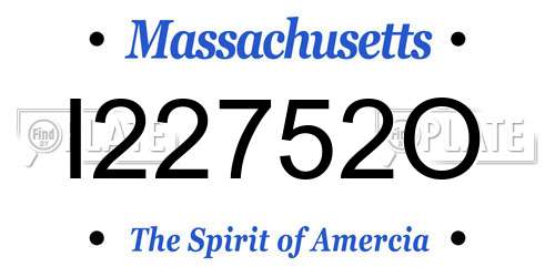I22752O Massachusetts License Plate
