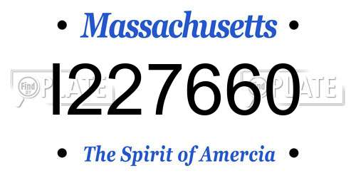 I227660 Massachusetts License Plate