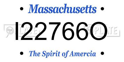 I22766O Massachusetts License Plate