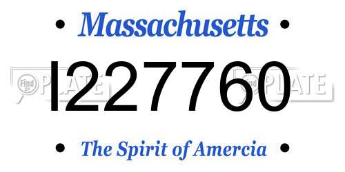 I227760 Massachusetts License Plate