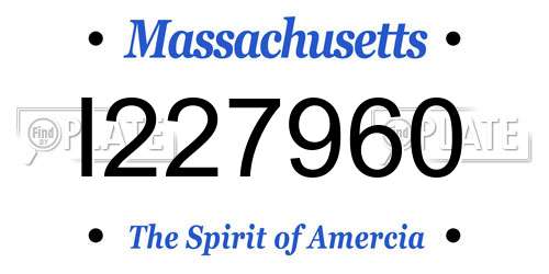 I227960 Massachusetts License Plate