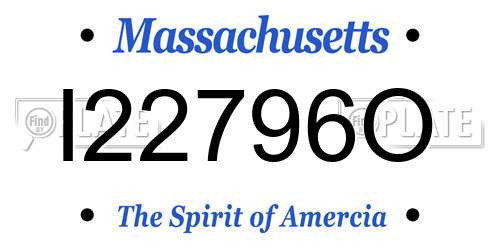 I22796O Massachusetts License Plate