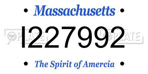 I227992 Massachusetts License Plate