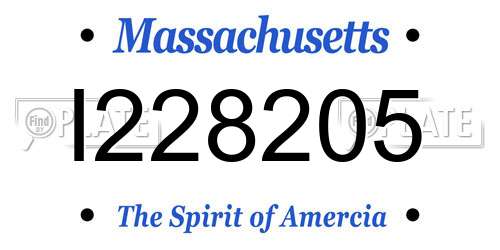 I228205 Massachusetts License Plate