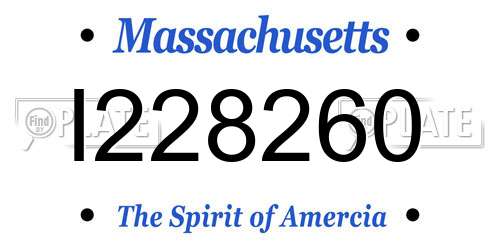 I228260 Massachusetts License Plate