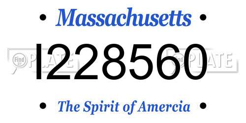 I228560 Massachusetts License Plate