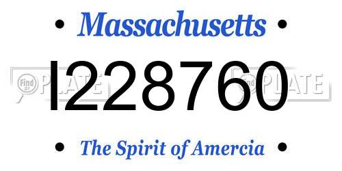 I228760 Massachusetts License Plate