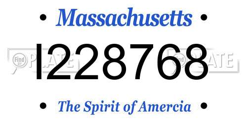 I228768 Massachusetts License Plate