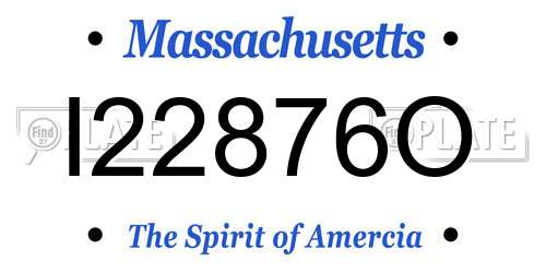 I22876O Massachusetts License Plate