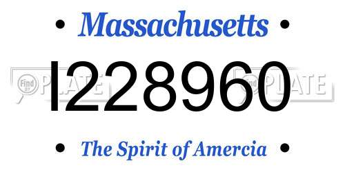 I228960 Massachusetts License Plate