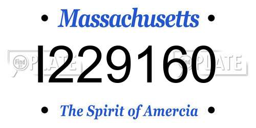 I229160 Massachusetts License Plate