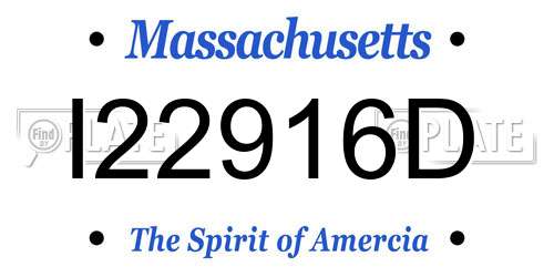 I22916D Massachusetts License Plate