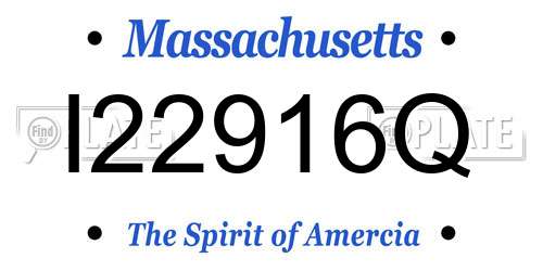 I22916Q Massachusetts License Plate