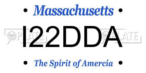 I22DDA Massachusetts License Plate