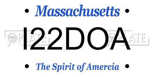 I22DOA Massachusetts License Plate