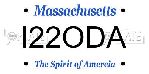 I22ODA Massachusetts License Plate