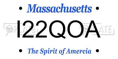 I22QOA Massachusetts License Plate