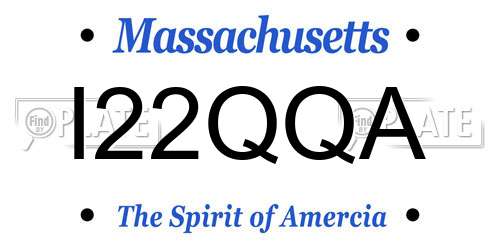 I22QQA Massachusetts License Plate