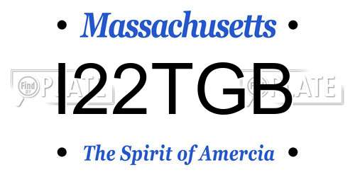 I22TGB Massachusetts License Plate