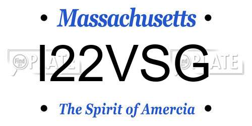 I22VSG Massachusetts License Plate