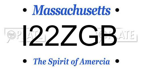 I22ZGB Massachusetts License Plate