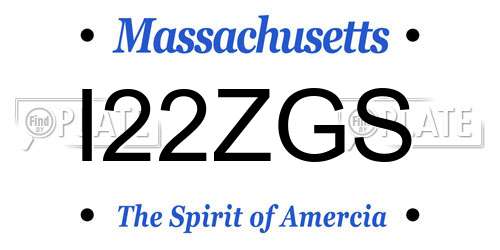 I22ZGS Massachusetts License Plate