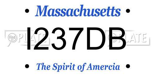 I237DB Massachusetts License Plate