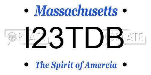 I23TDB Massachusetts License Plate