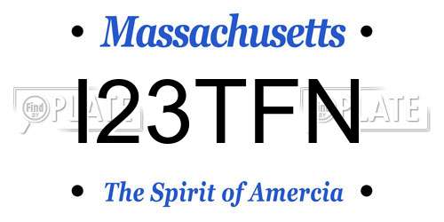 I23TFN Massachusetts License Plate
