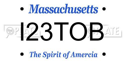 I23TOB Massachusetts License Plate