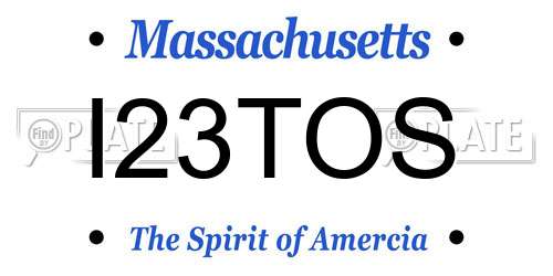 I23TOS Massachusetts License Plate