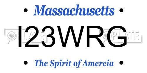 I23WRG Massachusetts License Plate