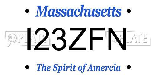 I23ZFN Massachusetts License Plate