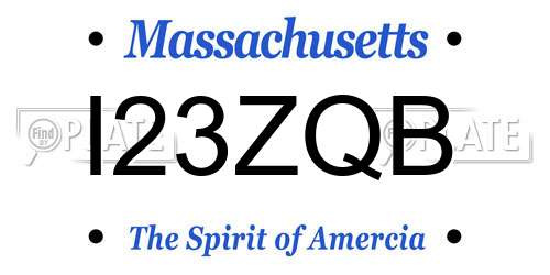 I23ZQB Massachusetts License Plate